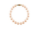 11-11.5mm Pink Cultured Freshwater Pearl 14k Yellow Gold Line Bracelet