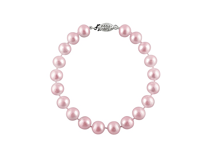 11-11.5mm Lavender Cultured Freshwater Pearl Sterling Silver Line Bracelet 7.25 inches