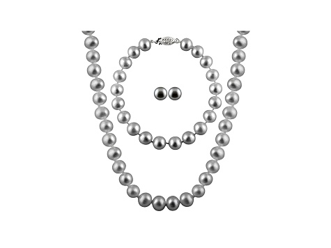7-7.5mm Silver Cultured Freshwater Pearl Sterling Silver Jewelry Set