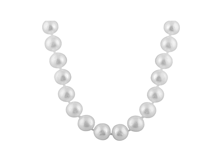 9-9.5mm White Cultured Freshwater Pearl Sterling Silver Strand Necklace