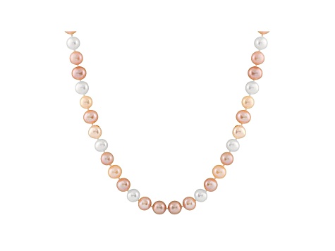 8-8.5mm Multi-Color Cultured Freshwater Pearl Sterling Silver Strand Necklace