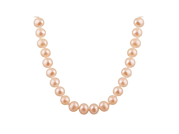 8-8.5mm Pink Cultured Freshwater Pearl Sterling Silver Strand Necklace 20 inches