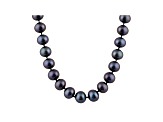 7-7.5mm Black Cultured Freshwater Pearl 14k White Gold Strand Necklace 16 inches