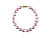 6-6.5mm Purple Cultured Freshwater Pearl 14k Yellow Gold Line Bracelet 8 inches