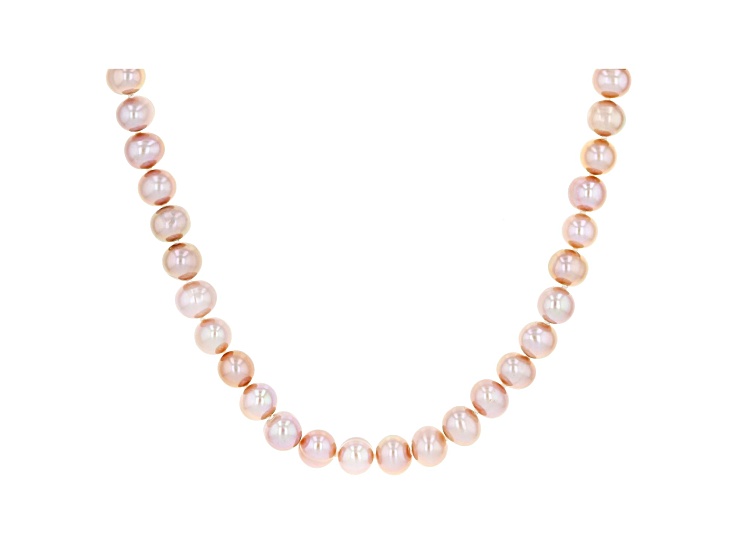 6-6.5mm Purple Cultured Freshwater Pearl 14k White Gold Strand Necklace