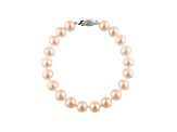 10-10.5mm Pink Cultured Freshwater Pearl 14k White Gold Line Bracelet