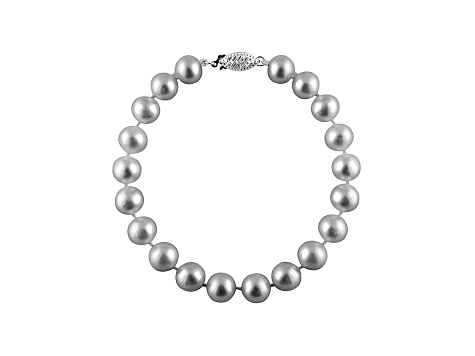 9-9.5mm Silver Cultured Freshwater Pearl Sterling Silver Line Bracelet 7 inches