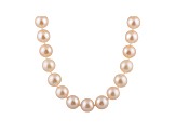 9-9.5mm Pink Cultured Freshwater Pearl Rhodium Over Sterling Silver Strand Necklace 24 inches