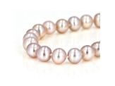 8-8.5mm Purple Cultured Freshwater Pearl 14k Yellow Gold Line Bracelet 7 inches