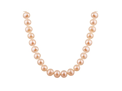 11-11.5mm Pink Cultured Freshwater Pearl 14k Yellow Gold Strand Necklace