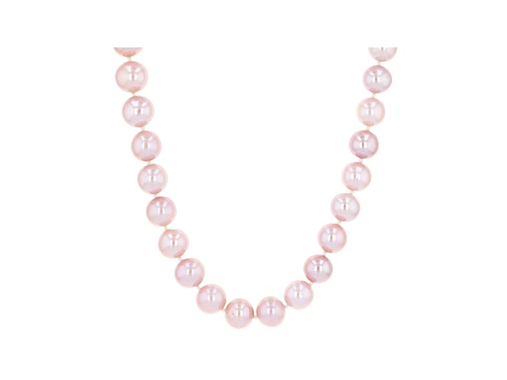 10-10.5mm Purple Cultured Freshwater Pearl Sterling Silver Strand Necklace