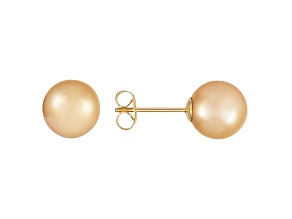 10-10.5mm Golden Cultured South Sea Pearl 14k Yellow Gold Stud Earrings
