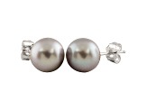 7-7.5mm Silver Cultured Freshwater Pearl 14k White Gold Stud Earrings