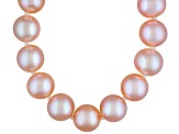 8 To 9mm Peach Cultured Freshwater Pearl Sterling Silver 18 inch Necklace
