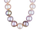 8 To 9mm Peach, Pink, And Purple Cultured Freshwater Pearl Sterling Silver 18 inch Necklace