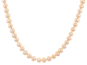 8 To 9mm Peach Cultured Freshwater Pearl Sterling Silver 20 inch Necklace