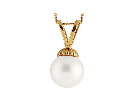 Cultured Freshwater Pearl 14k Yellow Gold Pendant With Chain 18 inch - PIO097 - Vimarsana News