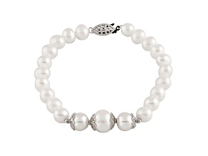 Pearlfection® White Cultured Freshwater Pearl Sterling Silver Bracelet