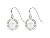 White Cultured Freshwater Pearl Rhodium Over Sterling Silver Earring
