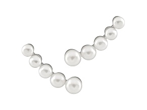White Cultured Freshwater Pearl Rhodium Over Silver Ear Crawler