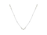 White Cultured Freshwater Pearl, Diamond Simulant Station Necklace 36 inch