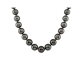 11-14mm Black Cultured Tahitian Pearl 14k Yellow Gold Strand Necklace 18 inches