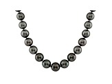 11-14mm Black Cultured Tahitian Pearl 14k Yellow Gold Strand Necklace 18 inches