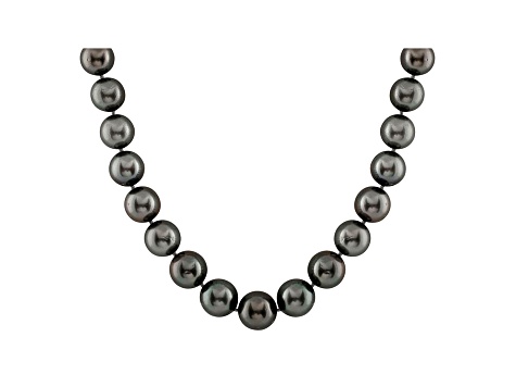 11-14mm Black Cultured Tahitian Pearl 14k White Gold Strand Necklace 18 inches