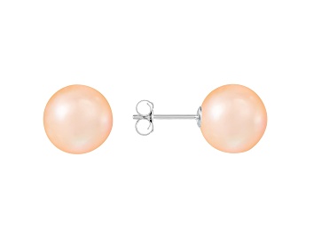 Picture of Pink Cultured Freshwater Pearl Rhodium Over Sterling Silver Stud Earrings