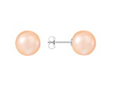 9-9.5mm Pink Cultured Freshwater Pearl Rhodium Over Sterling Silver Stud Earrings
