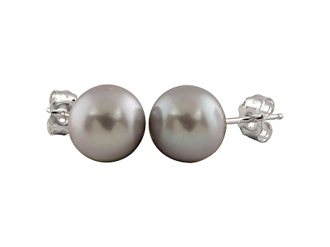 7-7.5mm Silver Cultured Freshwater Pearl Rhodium Over Sterling Silver Stud Earrings