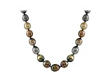 9-12mm Black Baroque Cultured Tahitian Pearl 14k Yellow Gold Strand Necklace