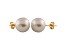 9-9.5mm White Cultured Freshwater Pearl 14k Yellow Gold Stud Earrings