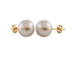 9-9.5mm White Cultured Freshwater Pearl 14k Yellow Gold Stud Earrings.