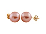 9-9.5mm Pink Cultured Freshwater Pearl 14k Yellow Gold Stud Earrings