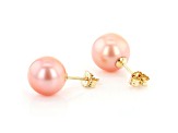 9-9.5mm Pink Cultured Freshwater Pearl 14k Yellow Gold Stud Earrings