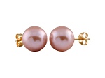 9-9.5mm Purple Cultured Freshwater Pearl 14k Yellow Gold Stud Earrings