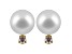 7-7.5mm Cultured Japanese Akoya Pearl With Diamond 14k Yellow Gold Stud Earrings