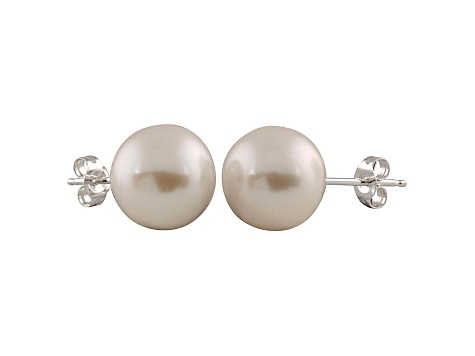 9-9.5mm White Cultured Freshwater Pearl 14k White Gold Stud Earrings - PIW027 - Vimarsana News