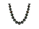 11-14mm Black Cultured Tahitian Pearl 14k Yellow Gold Strand Necklace 18 inches