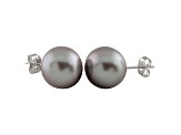 9-9.5mm Silver Cultured Freshwater Pearl 14k White Gold Stud Earrings