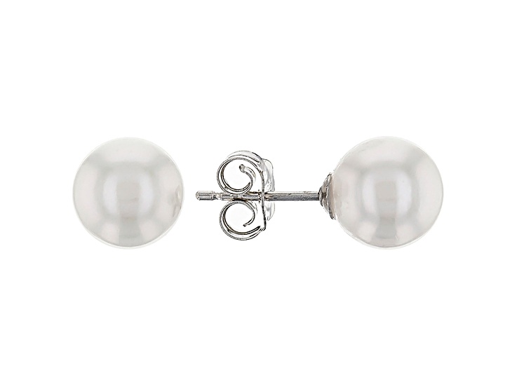 Sterling Silver 7-8mm Cultured Japanese Akoya Pearl Stud Earrings