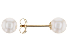 14kt Yellow Gold 4-5mm Cultured Japanese Akoya Pearl Stud Earrings