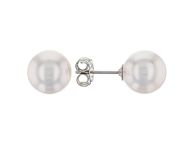 Sterling Silver 8-9mm Cultured Japanese Akoya Pearl Stud Earrings
