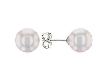 Picture of Sterling Silver 8-9mm Cultured Japanese Akoya Pearl Stud Earrings
