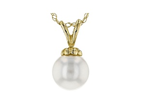 14kt Yellow Gold 6-7mm Cultured Japanese Akoya Pendant With 18" Chain
