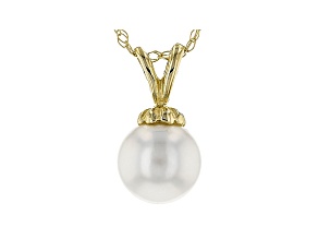 14kt Yellow Gold 6-7mm Cultured Japanese Akoya Pearl Pendant With 18" Chain
