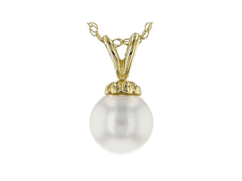 14kt Yellow Gold 6-7mm Cultured Japanese Akoya Pearl Pendant With 18" Chain