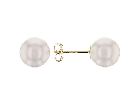14kt Yellow Gold 7-8mm Cultured Japanese Akoya Pearl Stud Earrings