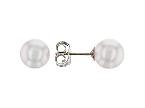 Sterling Silver 6-7mm Cultured Japanese Akoya Pearl Stud Earrings